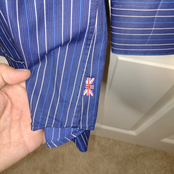 English Laundry Mens Dress Shirt Blue Stripe W/ Adornments Mens 17  33/34 - Picture 4 of 11